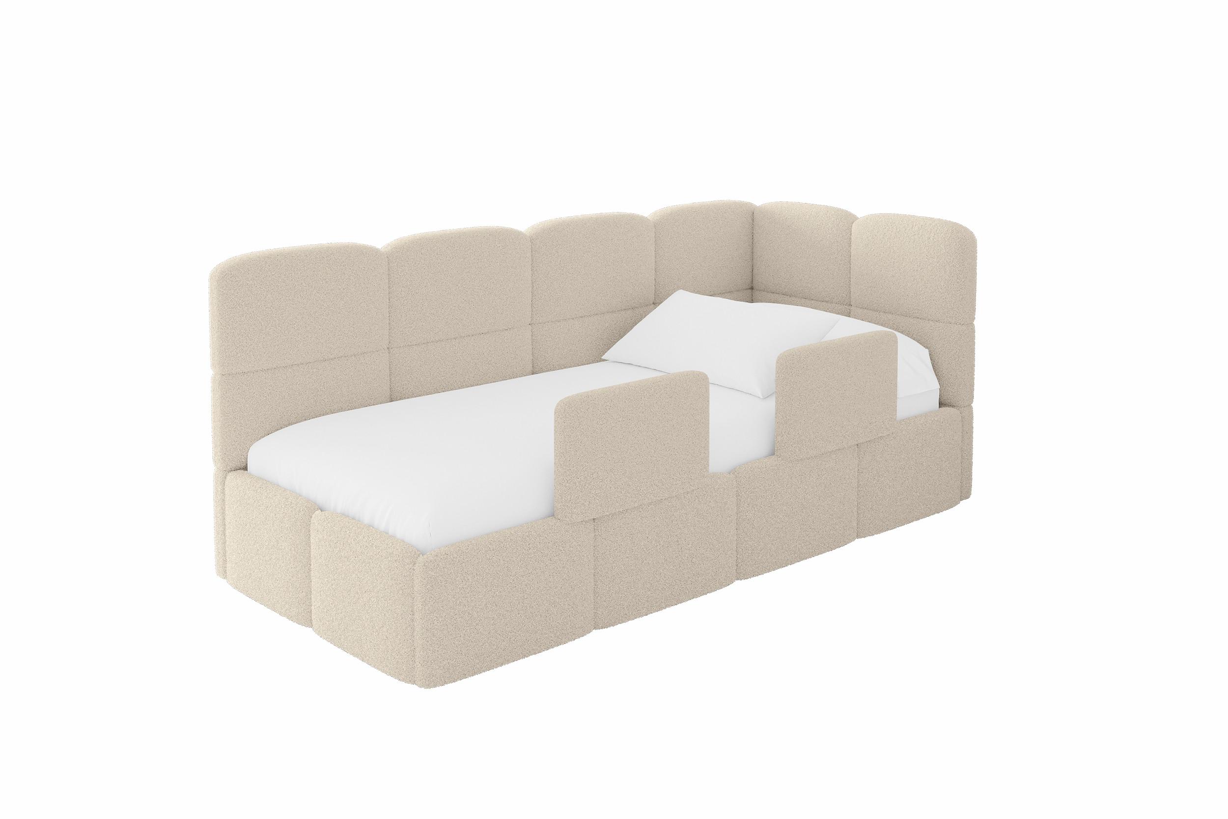 EINZELLBETT Jugendbett mit Bettkasten, Links - KIVY 90x200 Dunkelbeige - Cappuccino, Holzwerkstoff/Textil (90/200cm) - ALTDECOR