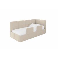EINZELLBETT Jugendbett mit Bettkasten, Links - KIVY 90x200 Dunkelbeige - Cappuccino, Holzwerkstoff/Textil (90/200cm) - ALTDECOR
