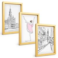 BILDER SET 3er Set - 20x30 cm Goldrahmen - Stilvolle Ballerinen und Architektur - Goldfarben, Kunststoff (20/30cm) - TULUP