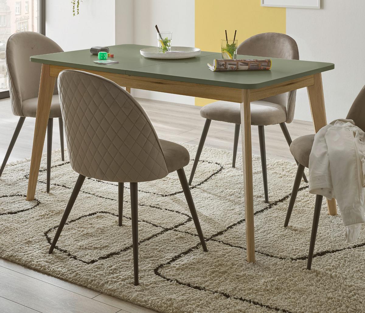 ESSTISCH Salbei, Eiche Evoke, skandinavisch 140 - 180 cm, Küchentisch ausziehbar - Salbeigrün/Eichefarben, Holz/Holzwerkstoff (180/80/75cm) - Furn.Design