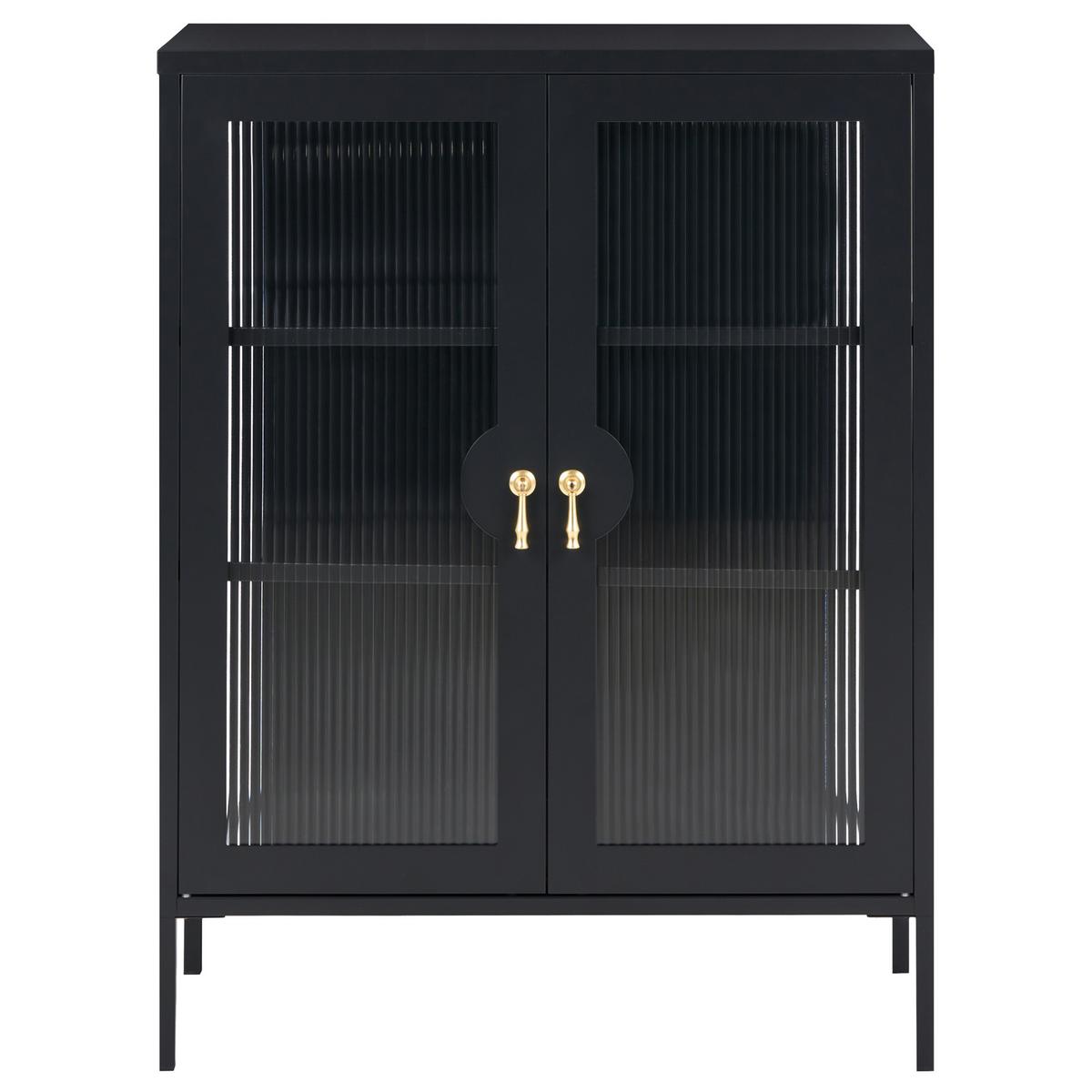 BÜROSCHRANK Metall Schwarz Gleora - Schwarz, Metall (80/105/35cm) - Beliani