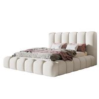 BETT 180x200 - Polsterbett mit Bettkasten und Metallrahmen - Modern Bett - Eleganter Catch Me-Stoff - Kollektion Nora Maxi - Weiß - Weiß, Holz/Textil (180/200cm) - Alpi-Möbel