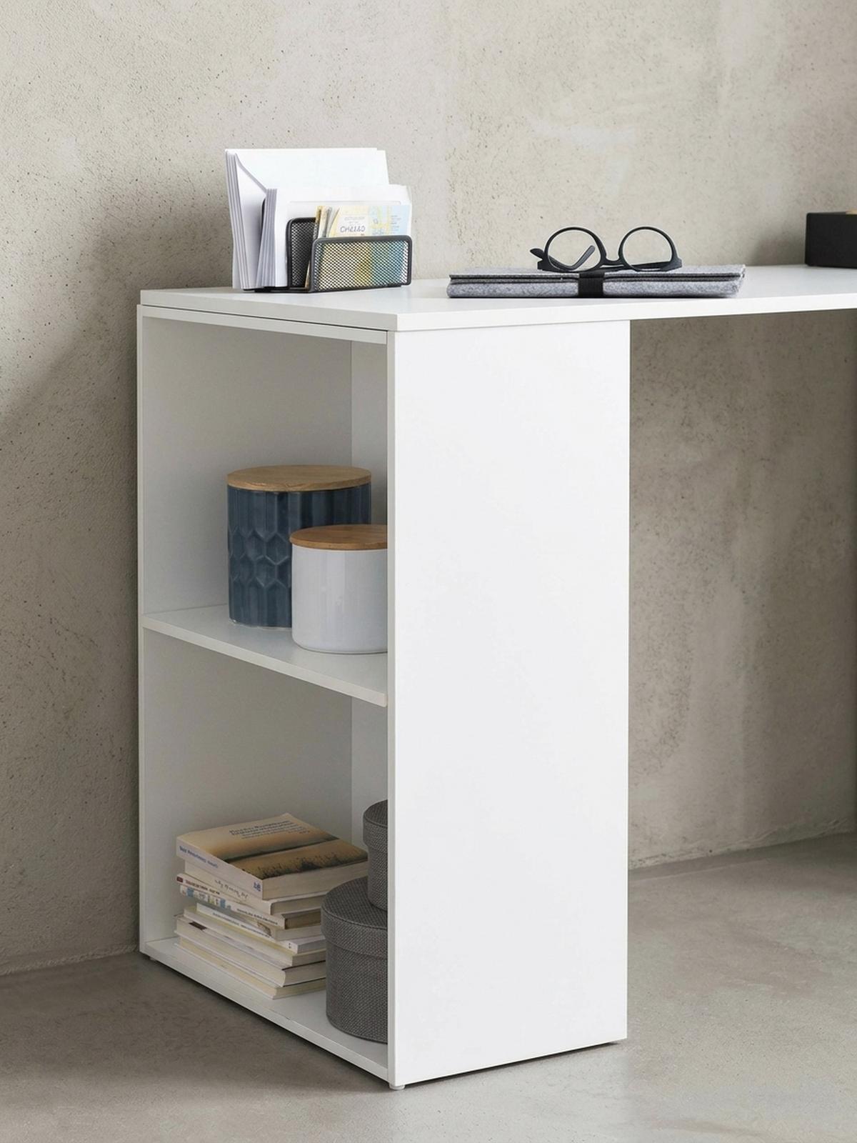 SCHREIBTISCH mit Regal variabel BRENTA, Weiß, 120x53x120 cm - Weiß, Holz (53/120/120cm) - KADIMA DESIGN