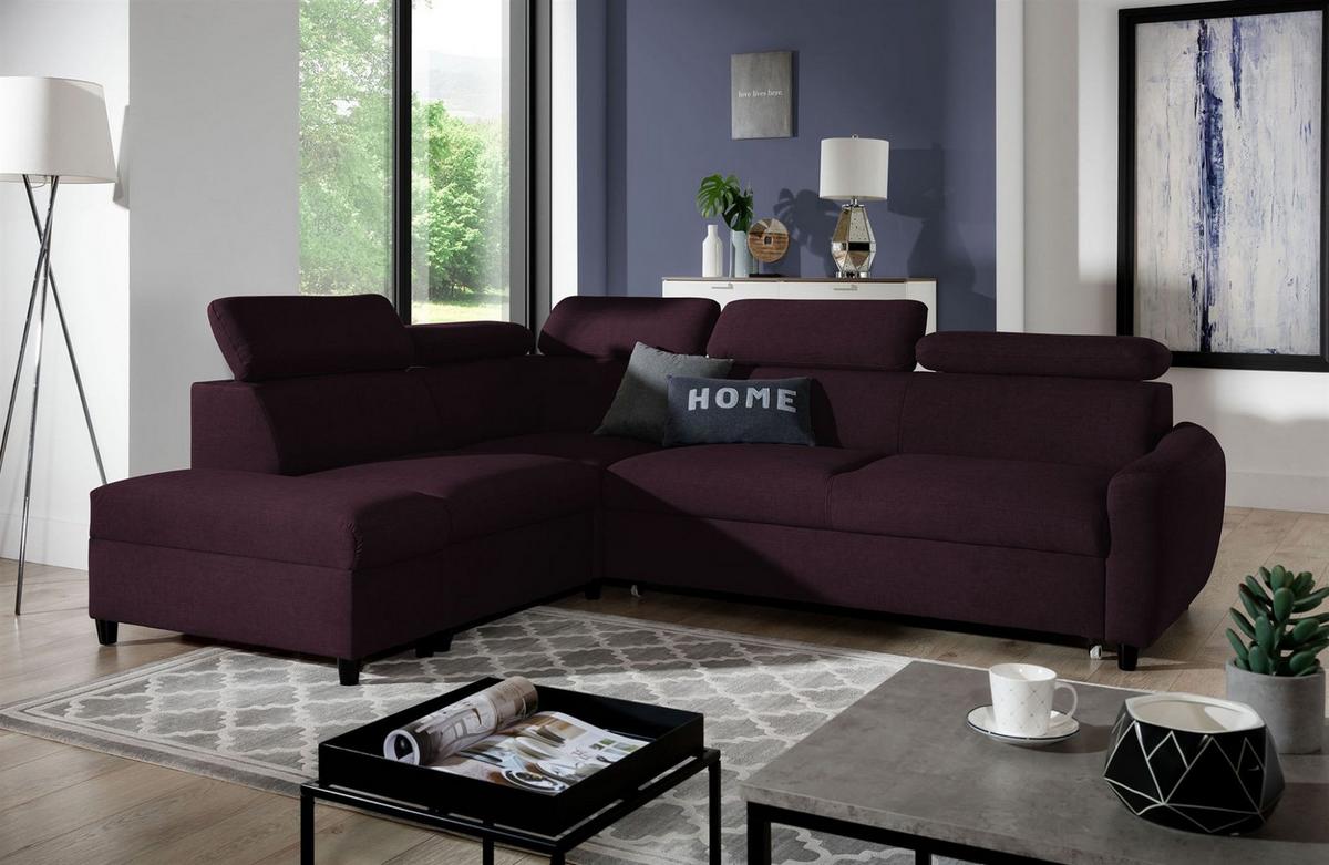 ECKSOFA Schlafsofa Anton In Esito - Violett, Holzwerkstoff/Textil (205/265cm) - Fun Möbel