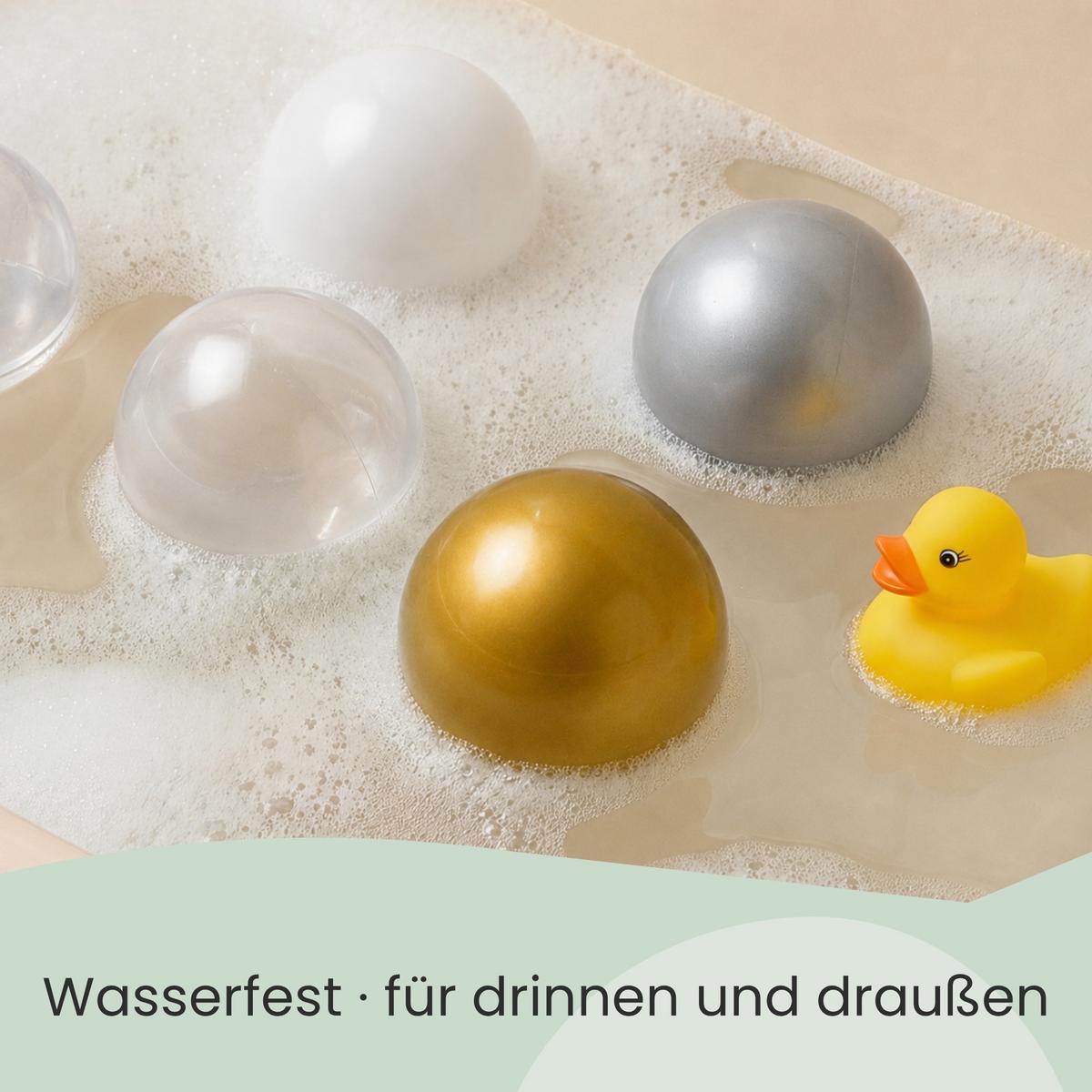 BÄLLEBAD-BÄLLE 200 Stück, Gold/Grau/Weiß/Transparent, 5.5 cm - Goldfarben, Kunststoff (5.5/5.5/5.5cm) - Littletom