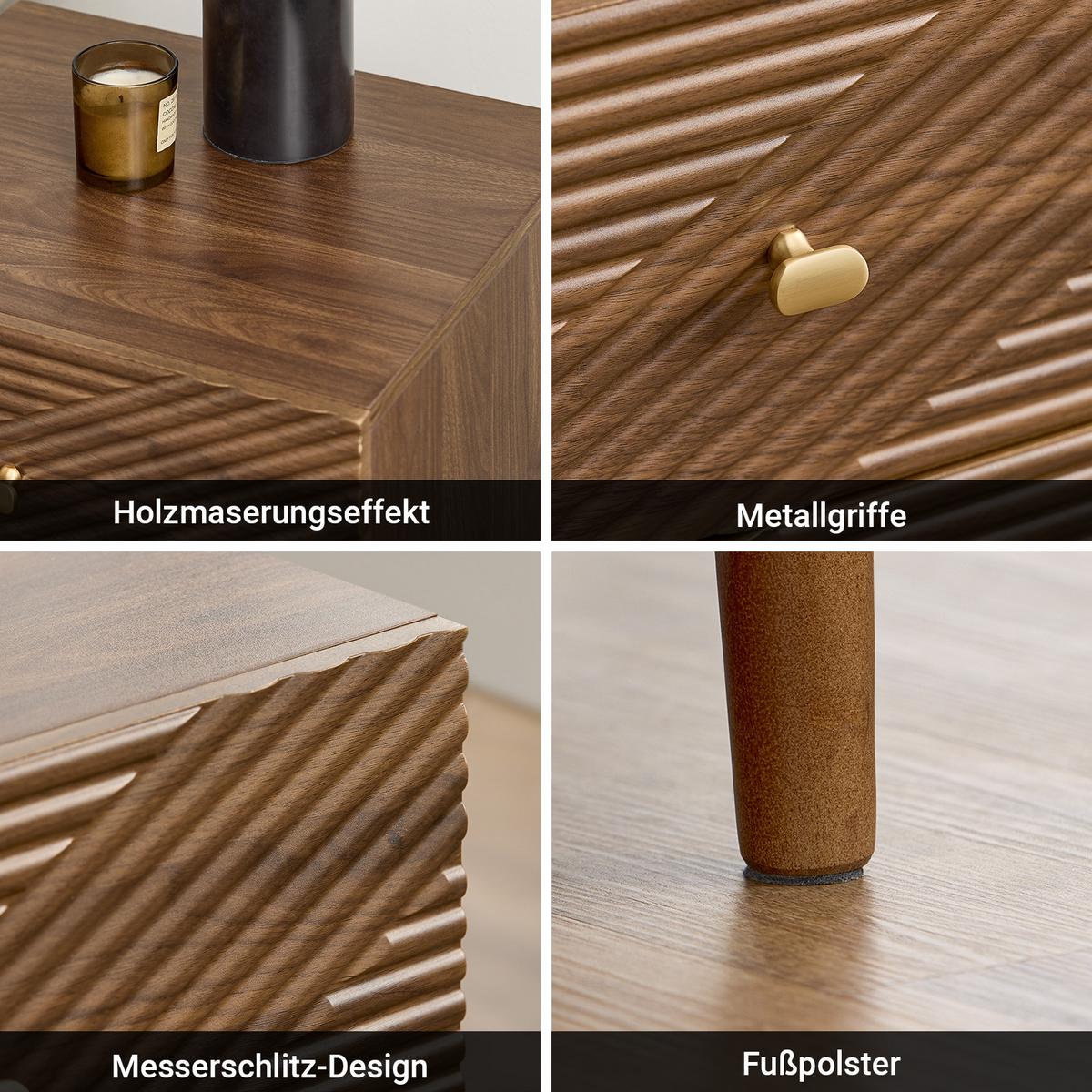 NACHTTISCH mit 2 Schubladen, Natur - Naturfarben, Holzwerkstoff (45/58/40cm) - SoBuy