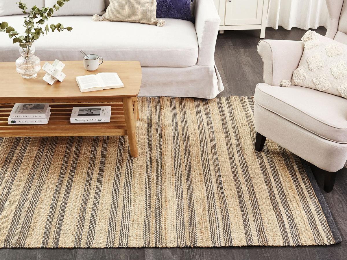 TEPPICH geflochten Budho 230/160 cm - Grau, Naturmaterialien (160/230cm) - Beliani