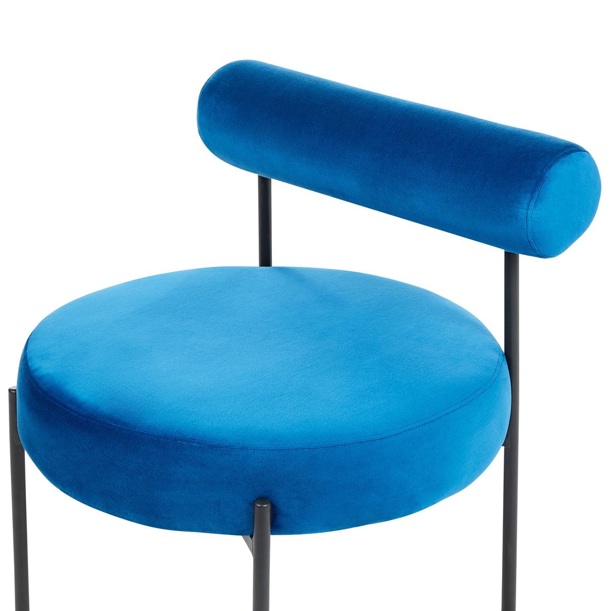 SESSEL Samtstoff Blau Alpha - Blau, Textil/Metall (60/66/60cm) - Beliani