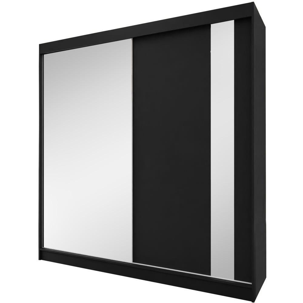 SCHWEBETÜRENSCHRANK Gaja 200/216/61 schwarz mit Spiegel - Schwarz, Holzwerkstoff (200/216/61cm) - Beautysofa