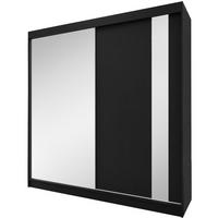 SCHWEBETÜRENSCHRANK Gaja 200/216/61 schwarz mit Spiegel - Schwarz, Holzwerkstoff (200/216/61cm) - Beautysofa