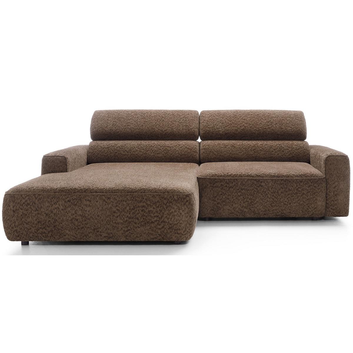 ECKSOFA Fando Hellbraun Chenille - Hellbraun/Schwarz, Kunststoff/Textil (252/182cm) - Selsey
