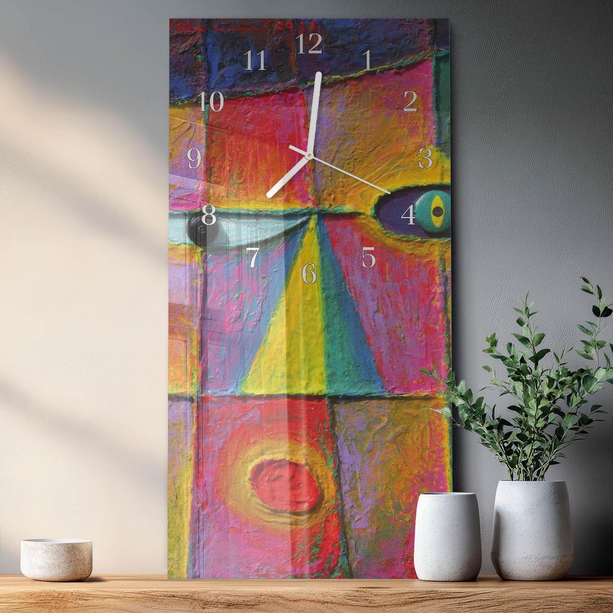 WANDUHR aus Glas 30x60 cm - Stück - Multicolor, Glas (30/60/0.4cm) - TULUP