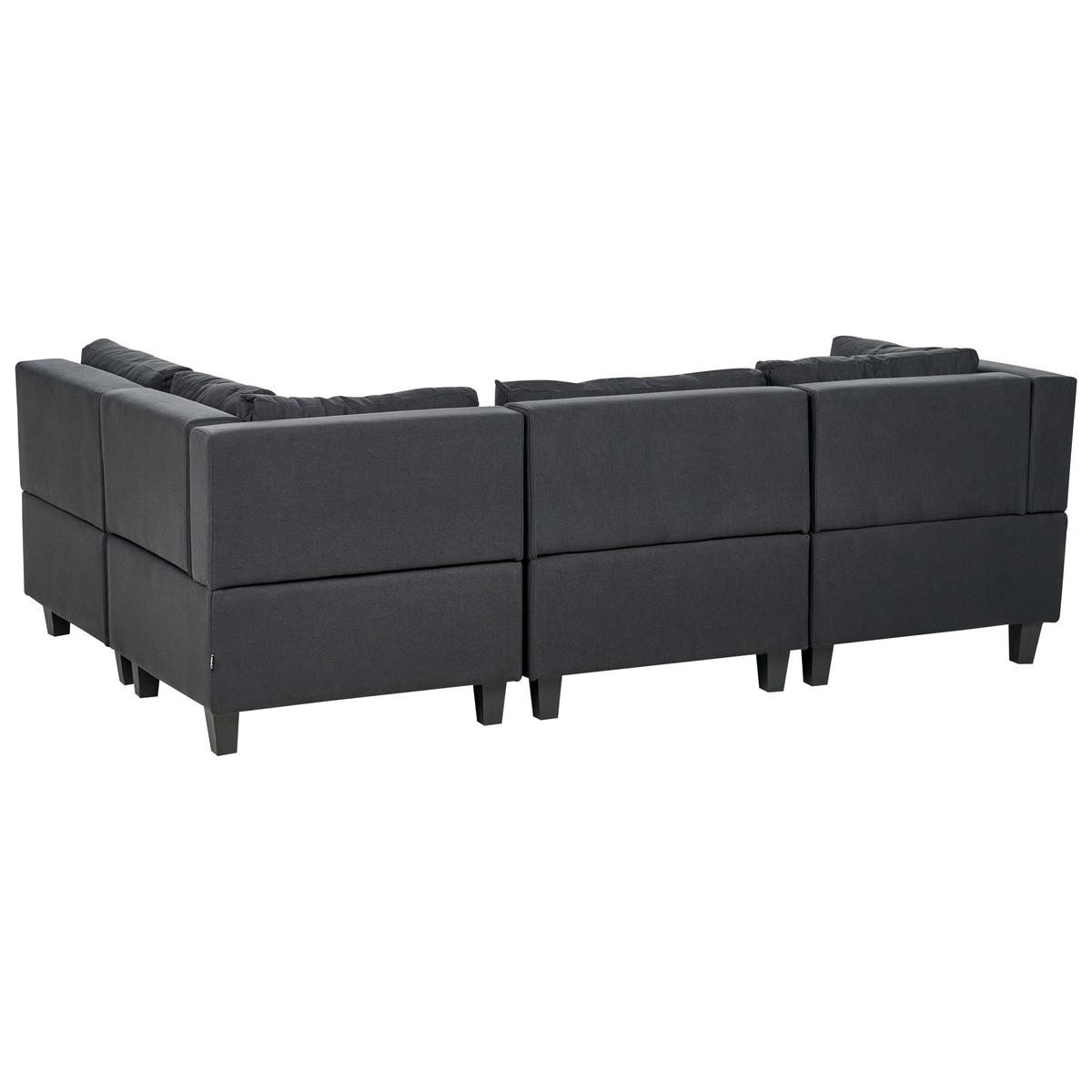 ECKSOFA Modul 4-Sitzer linksseitig Schwarz Stoff Unstad - Schwarz, Textil (228/152cm) - Beliani