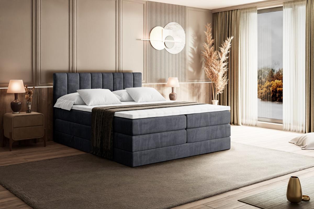 BOXSPRINGBETT OTTA KING - 140x200 - H3/H4 - Dunkelgrau - Dunkelgrau, Holzwerkstoff (140/200cm) - ALTDECOR