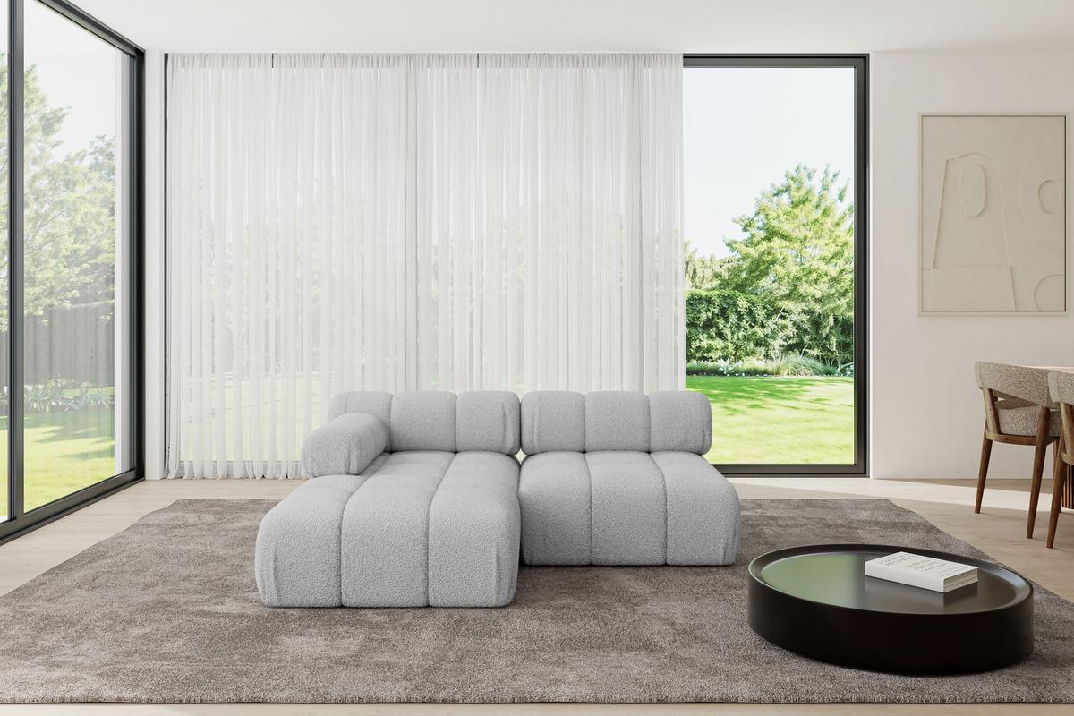 ECKSOFA modulares Sofa Razon-L1 - 190x160x70 cm Hellgrau Bouclé - Hellgrau, Holzwerkstoff/Textil (190/160cm) - ALTDECOR