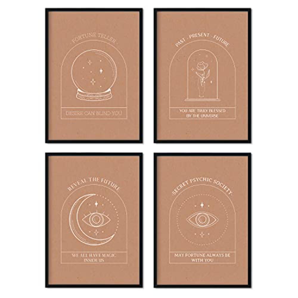POSTER Set mit 4 Blatt exotisch Kollektion floralen abstrakten warmen Erdtönen A3 Rahmenlos - Klar, Papier (29.7/3cm) - Nacnic