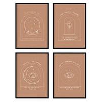 POSTER Set mit 4 Blatt exotisch Kollektion floralen abstrakten warmen Erdtönen A3 Rahmenlos - Klar, Papier (29.7/3cm) - Nacnic