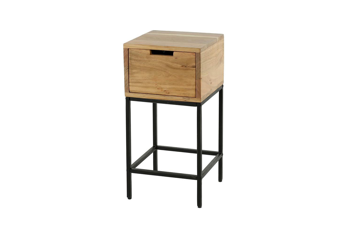 NACHTTISCH FATY Holz Akazie - Zwetschgeholzfarben, Holz (30/60/30cm) - KAWOLA