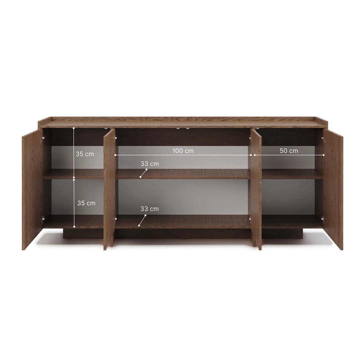 SIDEBOARD Japandi Dunkles Holz - Braun, Holzwerkstoff (200/89.6/38cm) - Petits-meubles