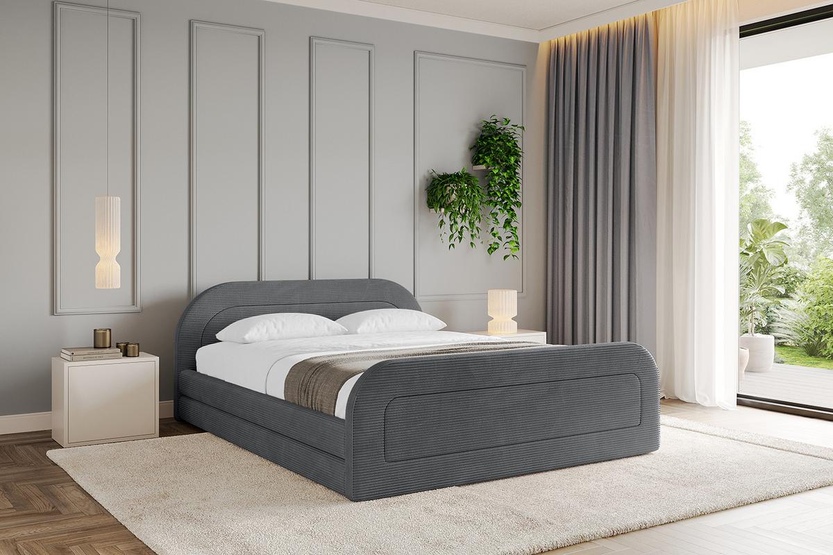 POLSTERBETT mit Bettkasten, Fußteil und Lattenrost, Boxbett ohne Matratze - LERIS-v1-Z 180x200 Dunkelgrau - Anthrazit, Holzwerkstoff/Textil (180/200cm) - ALTDECOR