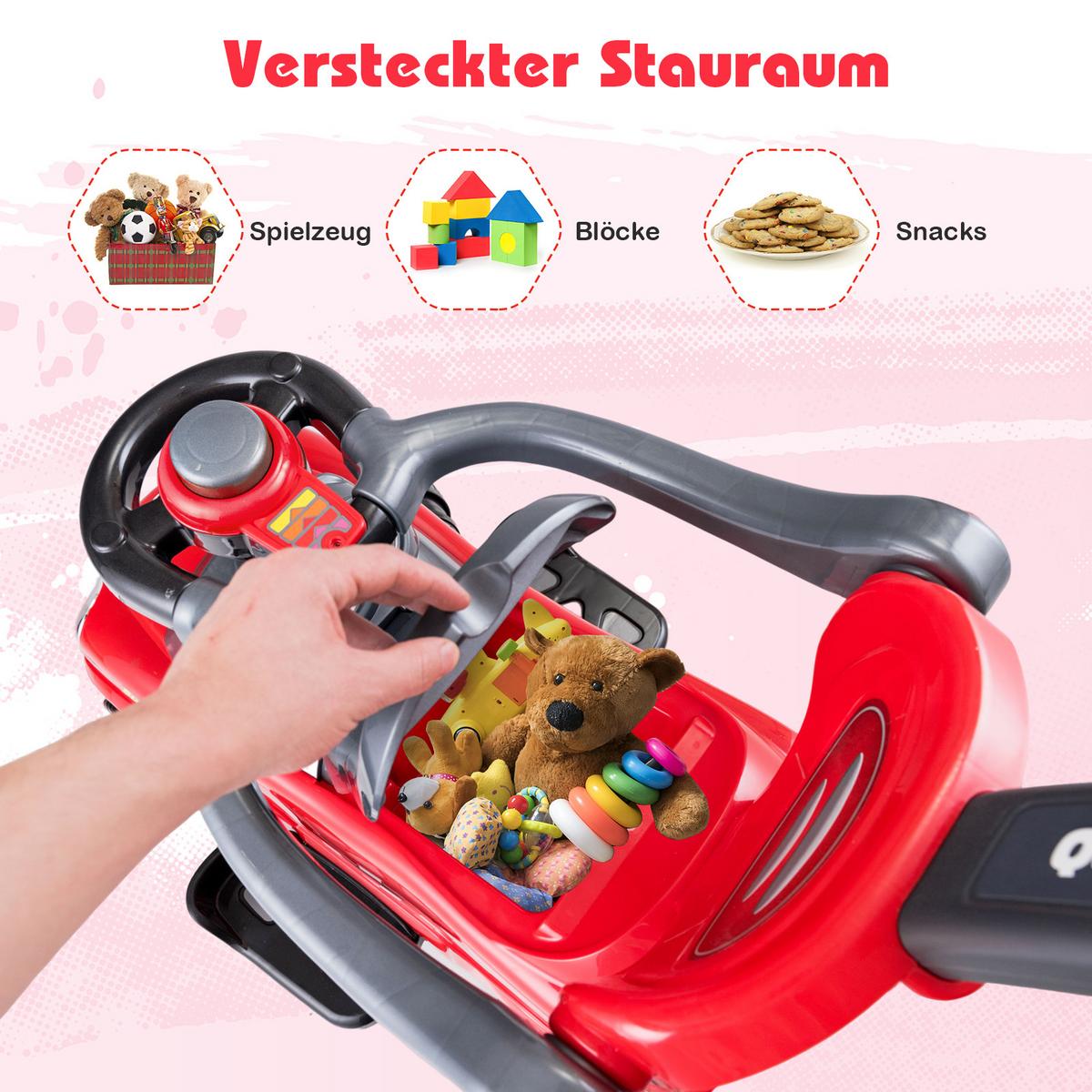 SCHIEBEWAGEN Rot - Rot, Kunststoff (89/84/43cm) - COSTWAY