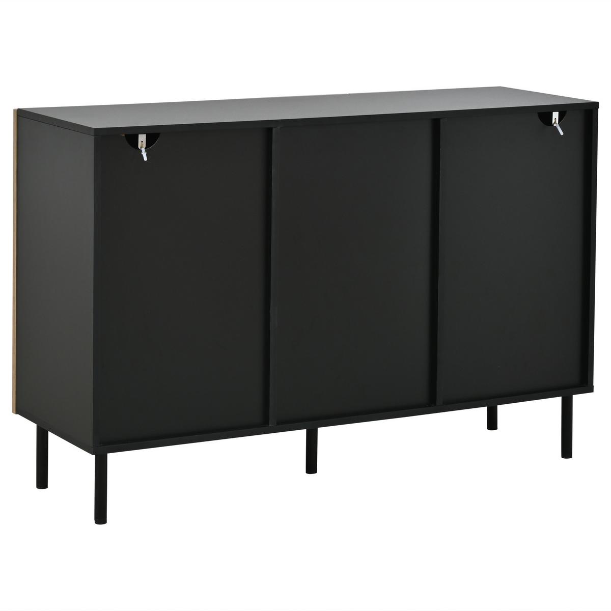 SIDEBOARD 120cm Holzoptik & Schwarz mit 3 Schubladen und 2 Türen - Naturfarben, Holzwerkstoff (120/76/40cm) - Urban Meuble