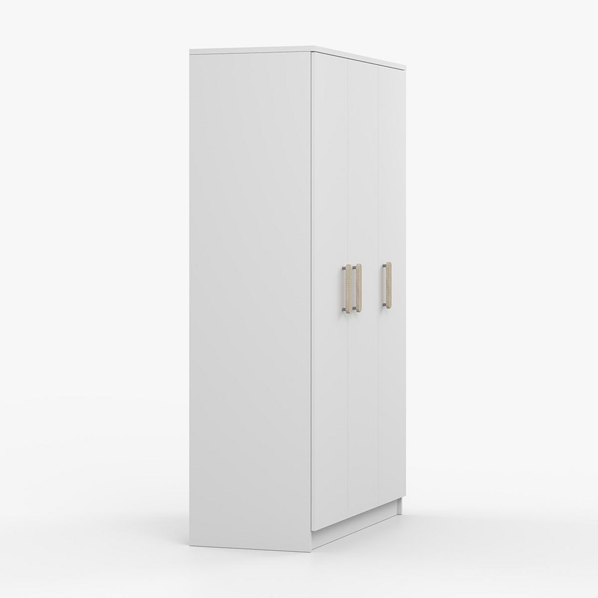 KLEIDERSCHRANK Jonas I 2D 19, 120/192/50, 3-türig, weiß - Weiß/Sonoma Eiche, Holzwerkstoff (120/194/50cm) - imoebel24
