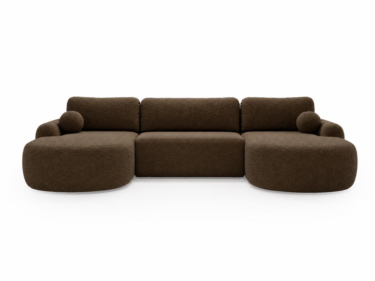ECKSOFA Aurio U Bouclé-Stoff Braun - Schwarz/Braun, Kunststoff/Textil (347/177cm) - Graingold