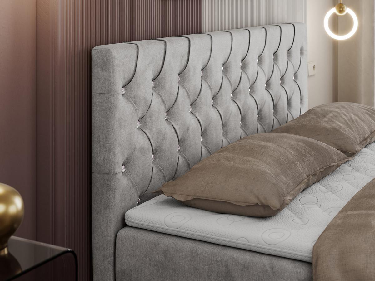 BOXBETT ROMA 120/200 - Hellgrau Velvet - H3 - Hellgrau, Holz/Textil (120/200cm)