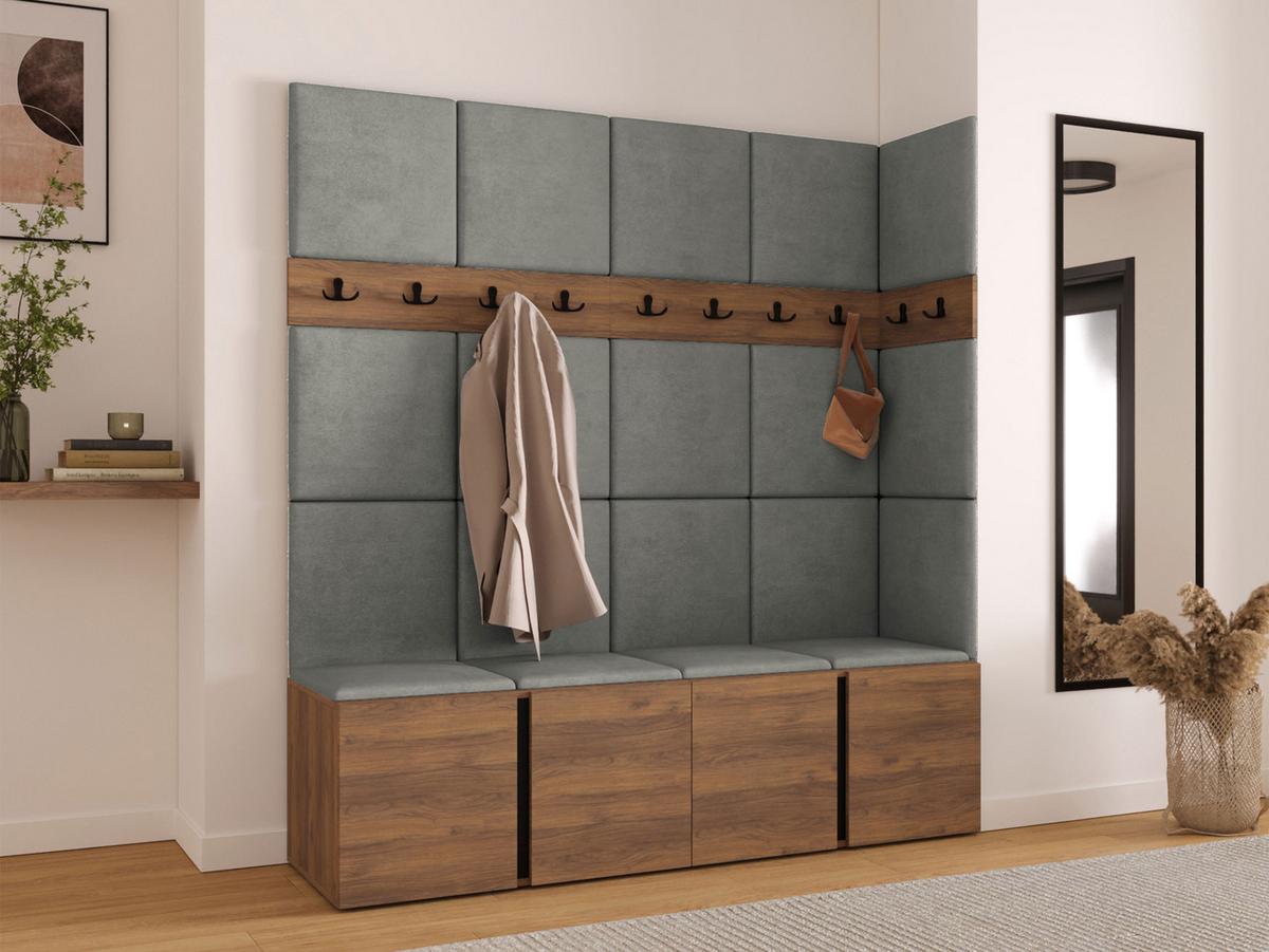 GARDEROBEN-SET Orion II - Nussbaumfarben/Grau, Holzwerkstoff/Kunststoff (168/186/46cm) - MIRJAN24