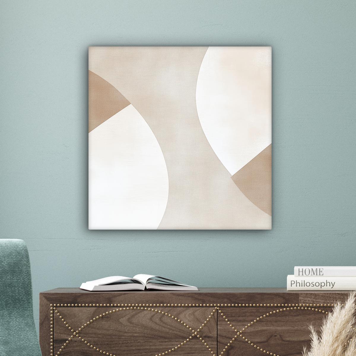 LEINWANDBILD Braun - Japandi - Abstrakt Wandbild Wohnzimmer 50x50 cm - Sandfarben, Textil (50/50cm) - MuchoWow