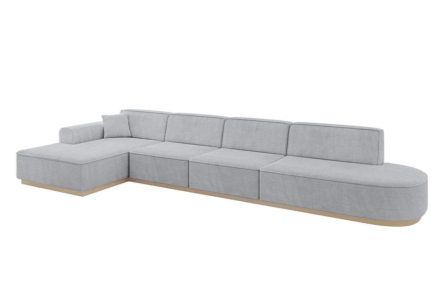 ECKSOFA Ottomane Links IREA-L3 - 412x165x80 cm Grau - Grau, Holzwerkstoff/Textil (412/165cm) - ALTDECOR