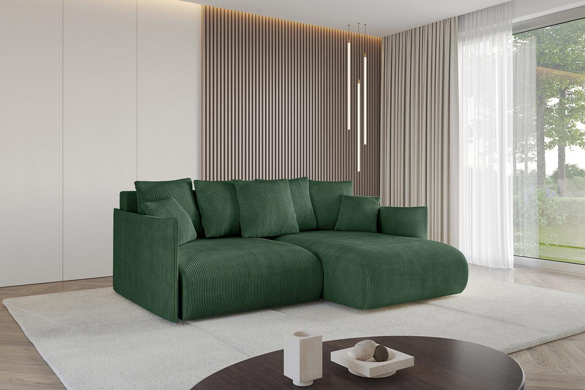 ECKSOFA Ottomane rechts ONESK-L 216x177x72 Grün Cord - Grün, Holzwerkstoff/Kunststoff (177/216cm) - ALTDECOR