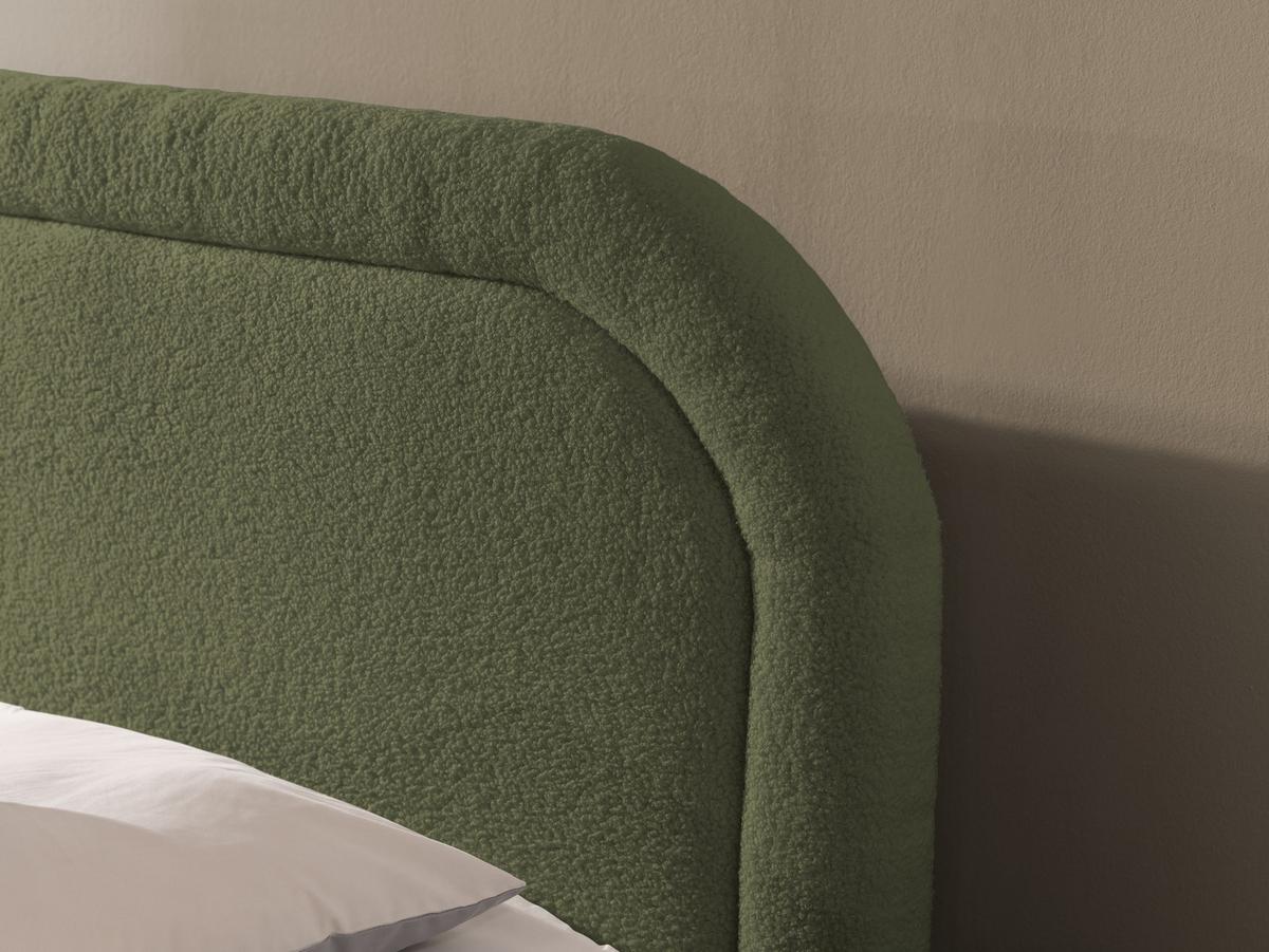 BOXBETT Sonna 200/200 cm Grün Bouclé-Stoff mit abgerundetem Kopfteil und mit schwarzen Metallfüßen - Schwarz/Grün, Holz/Textil (200/200cm) - S-Style Möbel