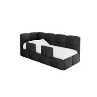 EINZELLBETT Jugendbett mit Bettkasten und Matratze H3/H4, Rechts - KIVY 80x200 Schwarz - Anthrazit, Holzwerkstoff/Textil (80/200cm) - ALTDECOR