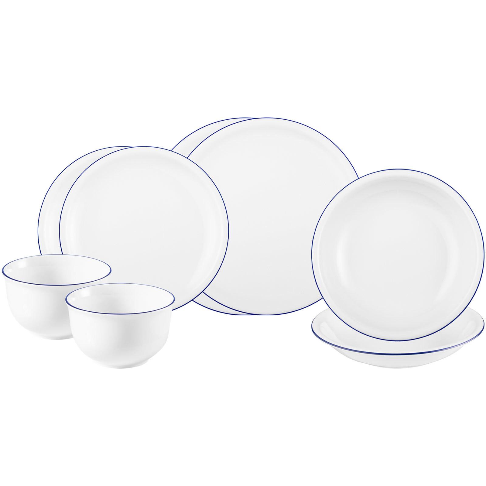 EINSTEIGER-SET Compact Blaurand weiß-blau 8-tlg. - Blau/Weiß, Keramik (2/2/2cm) - Seltmann Weiden