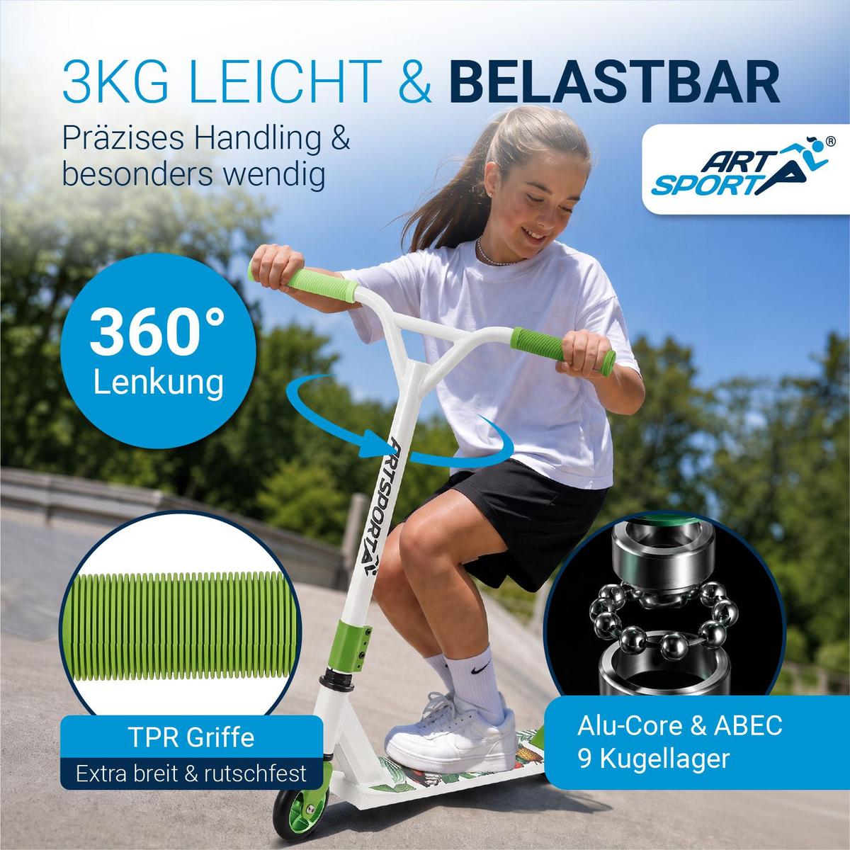 STUNTSCOOTER Hawaiana - Grün, Metall (66/47/84cm) - Artsport