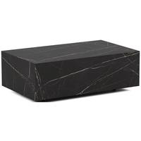 COUCHTISCH Noma Rechteckig in Marmor Schwarz, Blockform mit versteckten Rollen 90/55/28 cm - Anthrazit/Schwarz, Holzwerkstoff (55/90/28cm) - WFL GROUP