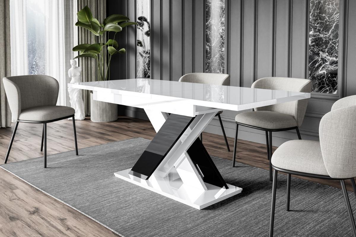 ESSTISCH ausziehbar 140 -180x80x75 cm - Weiß Hochglanz/Schwarz Hochglanz - RONX - Schwarz Hochglanz/Weiß Hochglanz, Holzwerkstoff (140/80/75cm) - ALTDECOR