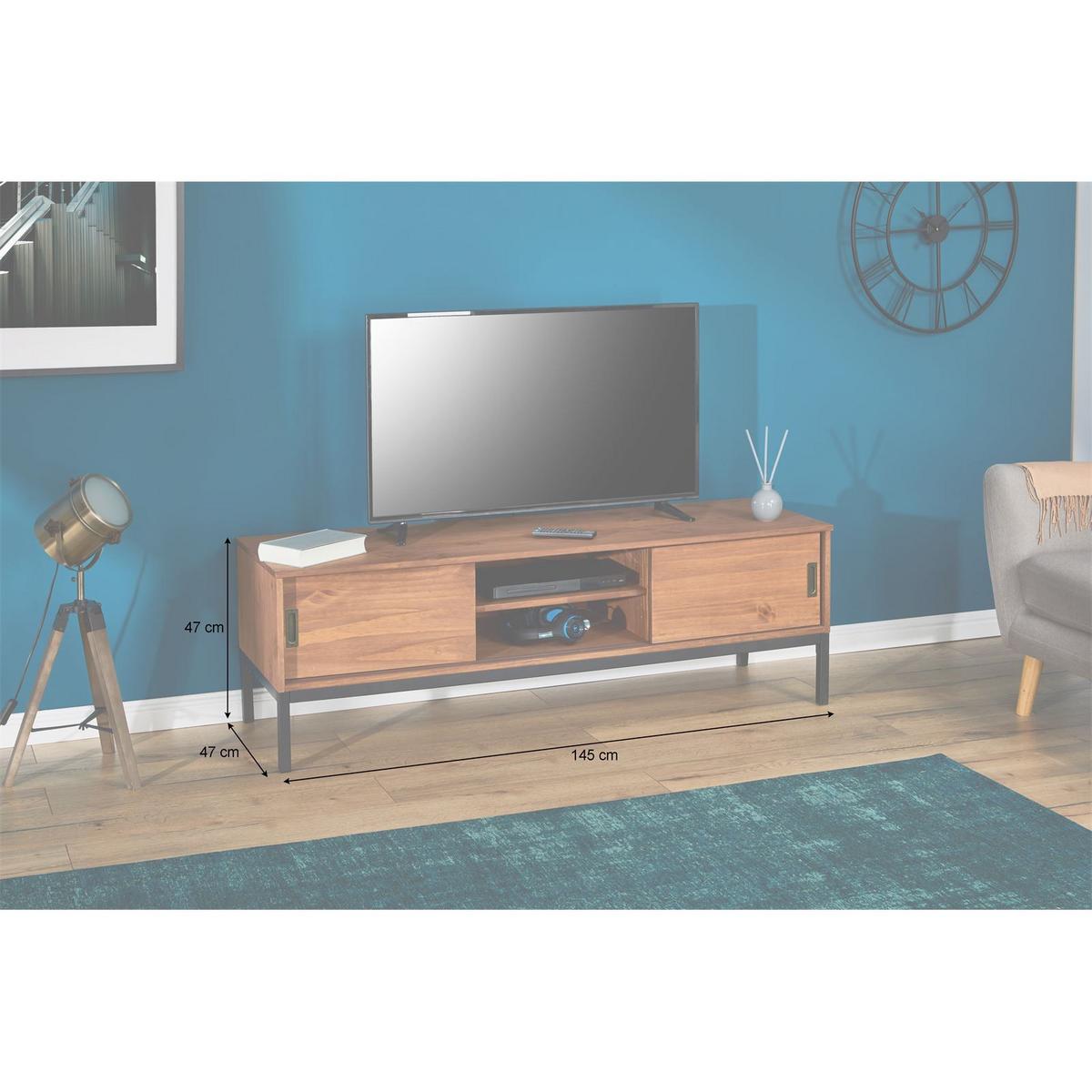 LOWBOARD SELMA - Dunkelbraun, Holz (145/47/47cm) - IDIMEX