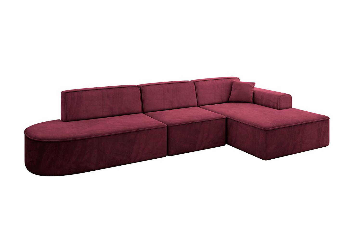 ECKSOFA Ottomane Rechts IREA-L2-v3 - 327x165x77 cm Bordeauxrot - Bordeaux, Holzwerkstoff/Textil (327/165cm) - ALTDECOR