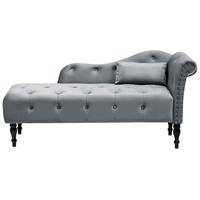 CHAISELONGUE-RECHTSSEITIGE Samtstoff Grau Ivry - Dunkelgrau/Schwarz, Textil (152/72/62cm) - Beliani