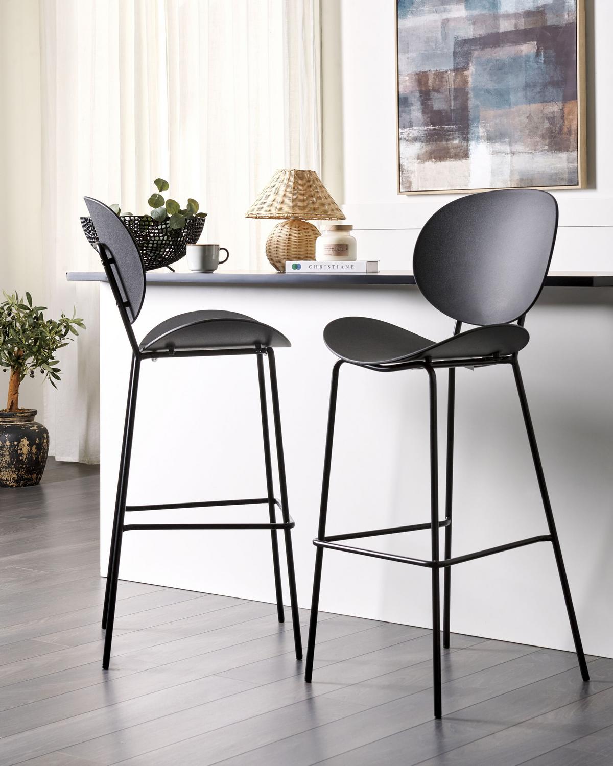 BARSTUHL 2er-Set Kunststoff schwarz Shonto - Schwarz, Kunststoff (52/116/48cm) - Beliani