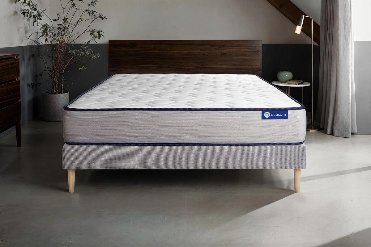 BETT Actiflex form Taschenfederkern und Memory-Schaum 80 x 200 cm h3 - Kit Bettgestell Grau - Beige/Grau, Karton/Holz (80/200cm) - ACTISOM