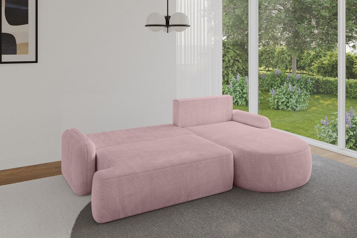 ECKSOFA mit Schlaffunktion und Bettkasten LIRA-L - 264x172x89 Rosa - Rosa, Holzwerkstoff/Textil (172/264cm) - ALTDECOR