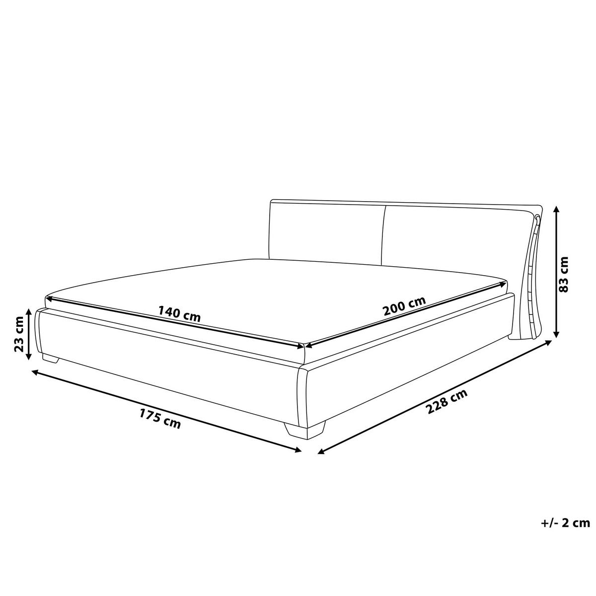 WASSERBETT mit LED 140x200 cm Gold Paris - Goldfarben, Leder (140/200cm) - Beliani
