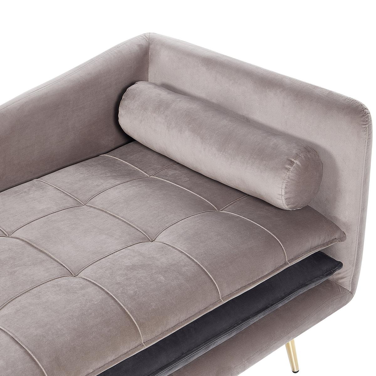 CHAISELONGUE-RECHTSSEITIGE Samtstoff Taupe Gonesse - Taupe/Beige, Textil (160/72/79cm) - Beliani