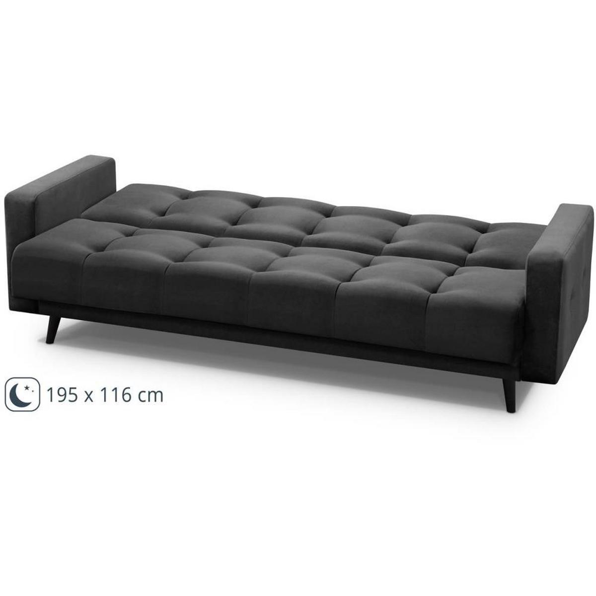 3-SITZER Schlafsofa Nancy Bis schwarz - Schwarz, Holz/Textil (220/89/93cm) - Beautysofa