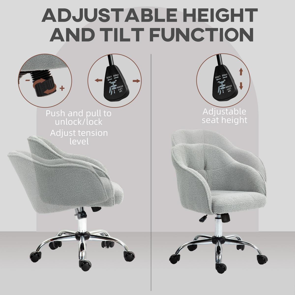 BÜROSTUHL Polyester Kunstleder Grau - Grau, Kunststoff (61/86/56cm) - HOMCOM