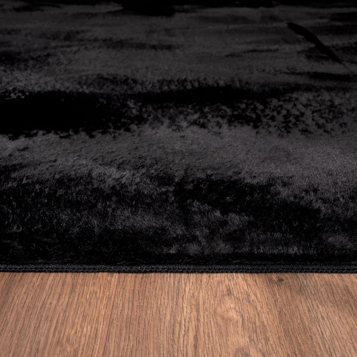 KURZFLORTEPPICH, einfarbig, aus Polyester, Schwarz, Ø 80 cm - Schwarz, Textil (80/80cm) - KADIMA DESIGN